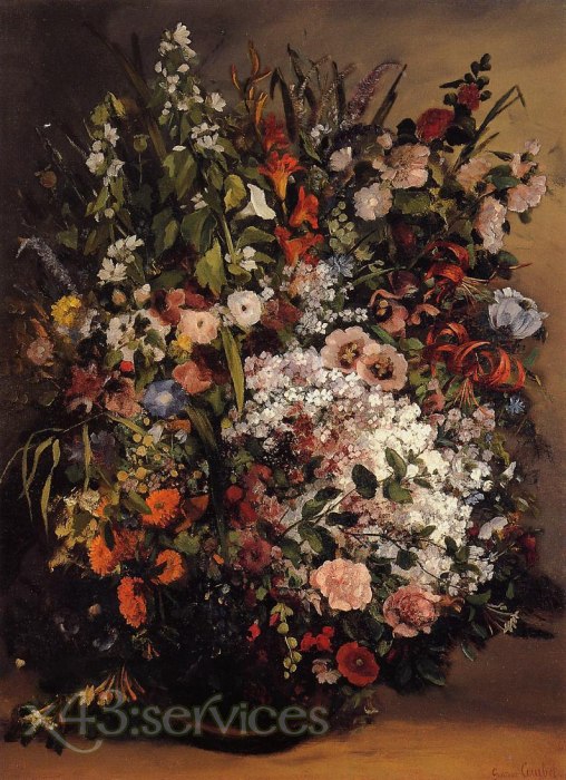 Gustave Courbet - Blumenstrauss - Bouquet of Flowers - zum Schließen ins Bild klicken